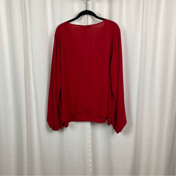 Eloquii Red Georgette Drama Sleeve Blouse Sz.26W - Picture 8 of 12